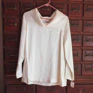 Cream Wide Neck Long Sleeve Maternity Top Tunic Size 10